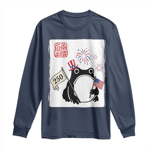 Funny Patriotic Grumpy Frog 250th Anniversary USA Long Sleeve Shirt TS12 Navy Print Your Wear