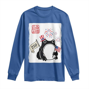 Funny Patriotic Grumpy Frog 250th Anniversary USA Long Sleeve Shirt TS12 Royal Blue Print Your Wear