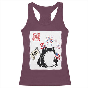 Funny Patriotic Grumpy Frog 250th Anniversary USA Racerback Tank Top TS12 Maroon Print Your Wear