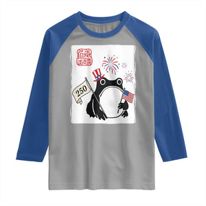 Funny Patriotic Grumpy Frog 250th Anniversary USA Raglan Shirt TS12 Sport Gray Royal Print Your Wear