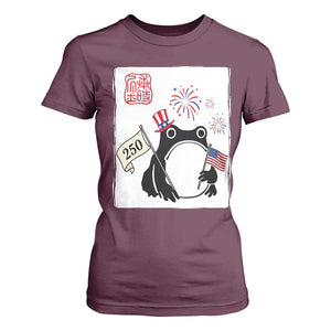 Funny Patriotic Grumpy Frog 250th Anniversary USA T Shirt For Women TS12 Maroon Print Your Wear