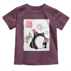 Funny Patriotic Grumpy Frog 250th Anniversary USA Toddler T Shirt TS12 Maroon Print Your Wear