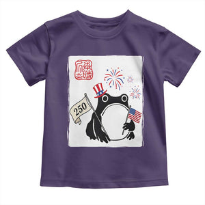 Funny Patriotic Grumpy Frog 250th Anniversary USA Toddler T Shirt TS12 Purple Print Your Wear