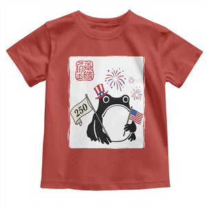 Funny Patriotic Grumpy Frog 250th Anniversary USA Toddler T Shirt TS12 Red Print Your Wear