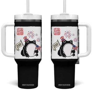 Funny Patriotic Grumpy Frog 250th Anniversary USA Tumbler With Handle TS12 One Size: 40 oz Black Print Your Wear