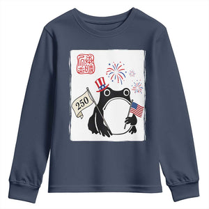 Funny Patriotic Grumpy Frog 250th Anniversary USA Youth Sweatshirt TS12 Navy Print Your Wear