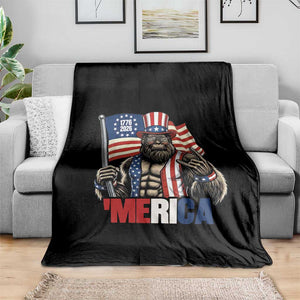 Funny Patriotic Bigfoot Merica Rock Throw Blanket USA 250th Anniversary TS12 Print Your Wear