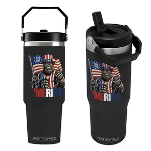 Funny Patriotic Bigfoot Merica Rock Flip Straw Tumbler USA 250th Anniversary TS12 One Size: 30 oz Black Print Your Wear
