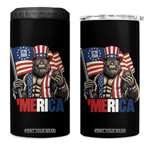 Funny Patriotic Bigfoot Merica Rock 4 in 1 Can Cooler Tumbler USA 250th Anniversary TS12 One Size: 16 oz Black Print Your Wear