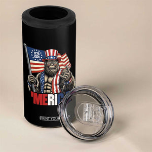 Funny Patriotic Bigfoot Merica Rock 4 in 1 Can Cooler Tumbler USA 250th Anniversary TS12 Print Your Wear