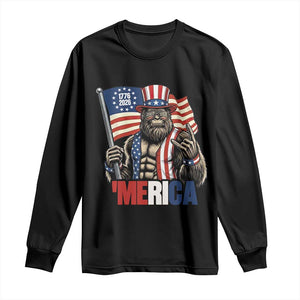 Funny Patriotic Bigfoot Merica Rock Long Sleeve Shirt USA 250th Anniversary TS12 Black Print Your Wear