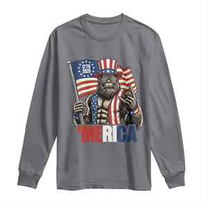 Funny Patriotic Bigfoot Merica Rock Long Sleeve Shirt USA 250th Anniversary TS12 Charcoal Print Your Wear