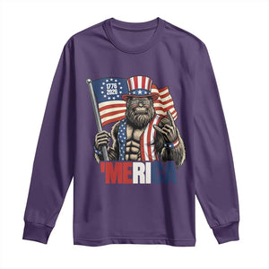 Funny Patriotic Bigfoot Merica Rock Long Sleeve Shirt USA 250th Anniversary TS12 Purple Print Your Wear