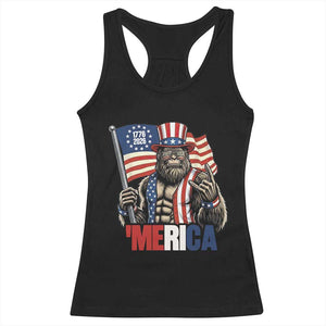 Funny Patriotic Bigfoot Merica Rock Racerback Tank Top USA 250th Anniversary TS12 Black Print Your Wear