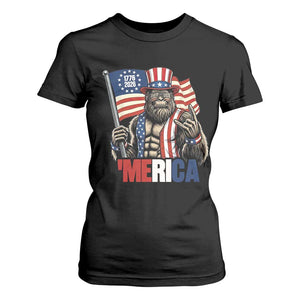Funny Patriotic Bigfoot Merica Rock T Shirt For Women USA 250th Anniversary TS12 Black Print Your Wear