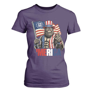 Funny Patriotic Bigfoot Merica Rock T Shirt For Women USA 250th Anniversary TS12 Purple Print Your Wear