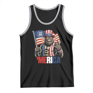 Funny Patriotic Bigfoot Merica Rock Tank Top USA 250th Anniversary TS12 Black Athletic Heather Print Your Wear