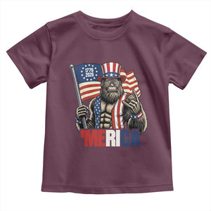 Funny Patriotic Bigfoot Merica Rock Toddler T Shirt USA 250th Anniversary TS12 Maroon Print Your Wear