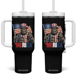 Funny Patriotic Bigfoot Merica Rock Tumbler With Handle USA 250th Anniversary TS12 One Size: 40 oz Black Print Your Wear