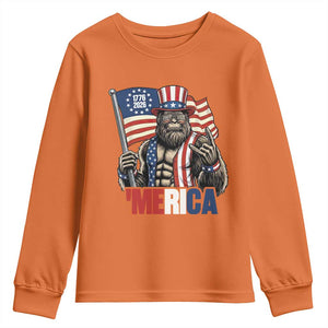 Funny Patriotic Bigfoot Merica Rock Youth Sweatshirt USA 250th Anniversary TS12 Orange Print Your Wear