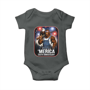 Funny Bigfoot USA 250 Years Of American Freedom Baby Onesie TS12 Dark Heather Print Your Wear