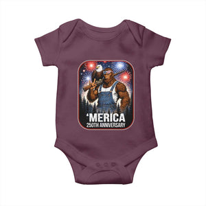 Funny Bigfoot USA 250 Years Of American Freedom Baby Onesie TS12 Maroon Print Your Wear