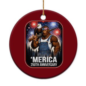 Funny Bigfoot America 250 Years Of American Freedom Ceramic Ornament TS12 1pc Red Print Your Wear
