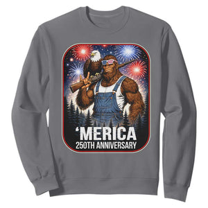 Funny Bigfoot America 250 Years Of American Freedom Sweatshirt TS12 Charcoal Print Your Wear