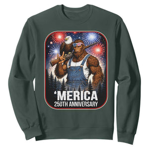 Funny Bigfoot America 250 Years Of American Freedom Sweatshirt TS12 Dark Forest Green Print Your Wear