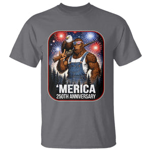 Funny Bigfoot America 250 Years Of American Freedom T Shirt TS12 Charcoal Print Your Wear