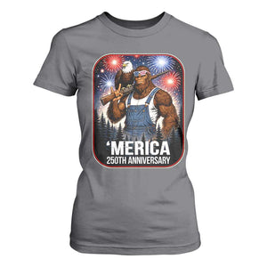 Funny Bigfoot America 250 Years Of American Freedom T Shirt For Women TS12 Charcoal Print Your Wear