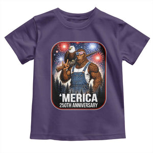 Funny Bigfoot America 250 Years Of American Freedom Toddler T Shirt TS12 Purple Print Your Wear