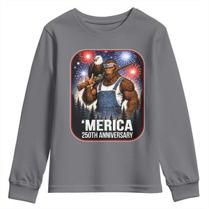 Funny Bigfoot America 250 Years Of American Freedom Youth Sweatshirt TS12 Charcoal Print Your Wear