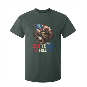 Funny Patriotic Bigfoot T Shirt For Kid 250 Years Of American Freedom TS12 Dark Forest Green Print Your Wear