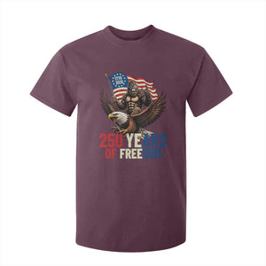 Funny Patriotic Bigfoot T Shirt For Kid 250 Years Of American Freedom TS12 Maroon Print Your Wear
