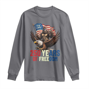 Funny Patriotic Bigfoot Long Sleeve Shirt 250 Years Of American Freedom TS12 Charcoal Print Your Wear