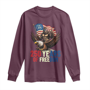 Funny Patriotic Bigfoot Long Sleeve Shirt 250 Years Of American Freedom TS12 Maroon Print Your Wear