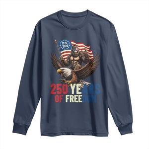 Funny Patriotic Bigfoot Long Sleeve Shirt 250 Years Of American Freedom TS12 Navy Print Your Wear