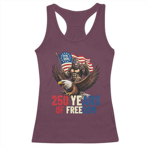 Funny Patriotic Bigfoot Racerback Tank Top 250 Years Of American Freedom TS12 Maroon Print Your Wear