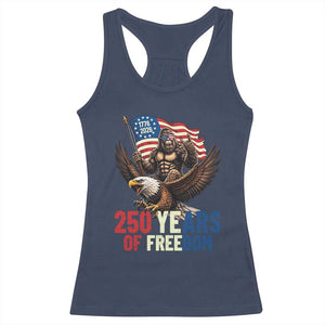 Funny Patriotic Bigfoot Racerback Tank Top 250 Years Of American Freedom TS12 Navy Print Your Wear