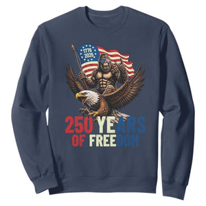 Funny Patriotic Bigfoot Sweatshirt 250 Years Of American Freedom TS12 Navy Print Your Wear