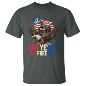 Funny Patriotic Bigfoot T Shirt 250 Years Of American Freedom TS12 Dark Heather Print Your Wear