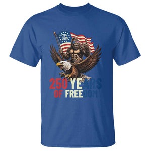 Funny Patriotic Bigfoot T Shirt 250 Years Of American Freedom TS12 Royal Blue Print Your Wear