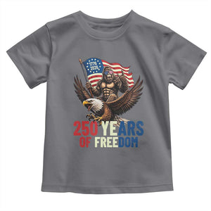 Funny Patriotic Bigfoot Toddler T Shirt 250 Years Of American Freedom TS12 Charcoal Print Your Wear