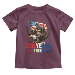 Funny Patriotic Bigfoot Toddler T Shirt 250 Years Of American Freedom TS12 Maroon Print Your Wear