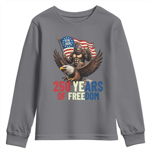 Funny Patriotic Bigfoot Youth Sweatshirt 250 Years Of American Freedom TS12 Charcoal Print Your Wear