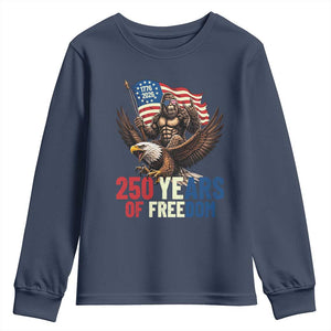 Funny Patriotic Bigfoot Youth Sweatshirt 250 Years Of American Freedom TS12 Navy Print Your Wear