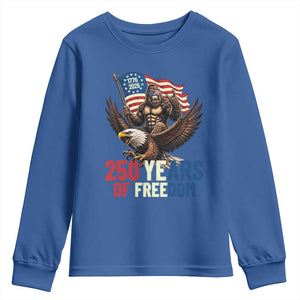Funny Patriotic Bigfoot Youth Sweatshirt 250 Years Of American Freedom TS12 Royal Blue Print Your Wear