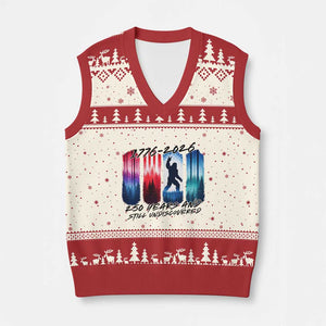 Funny Patriotic Bigfoot V-Neck Knit Sweater Vest 250 Years And Still Undiscovered TS12 Beige Red Print Your Wear