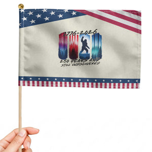 Funny Patriotic Bigfoot Patriotic Handheld Flag 250 Years And Still Undiscovered TS12 Modern 8.2" × 5.5" Beige Blue Print Your Wear